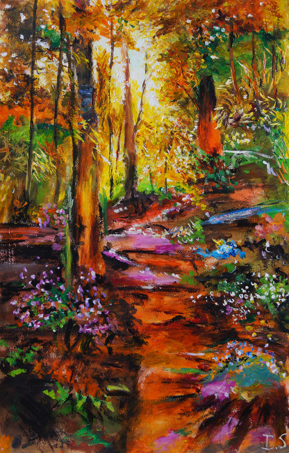 Soir chemin sous-bois automne