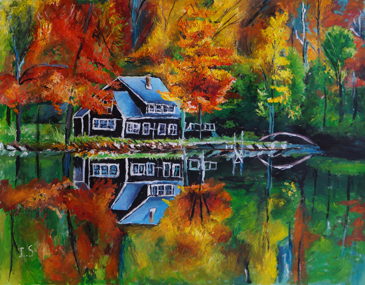Maison lac automne