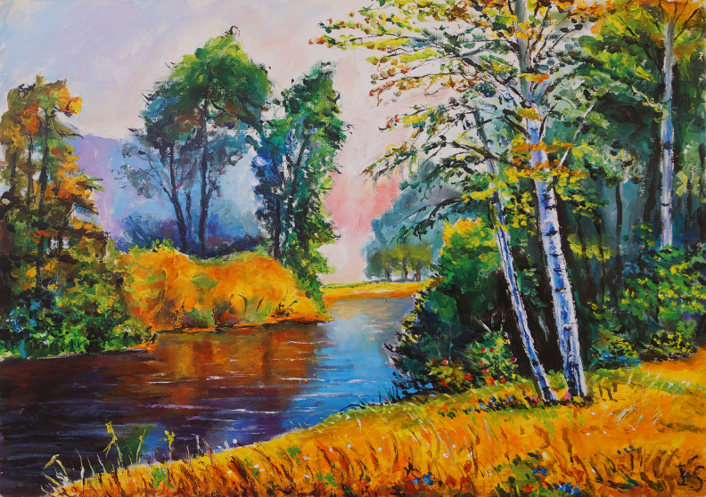 Bouleaux rivière automne
