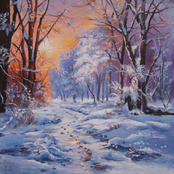 Chemin forêt dénudée neige