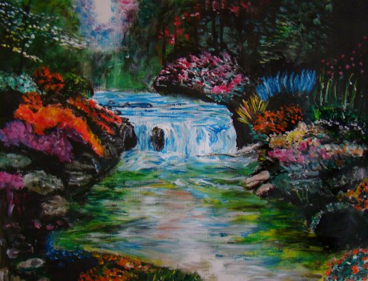 Ruisseau fleuri forêt