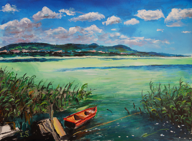 Barque bord lac Balaton Hongrie