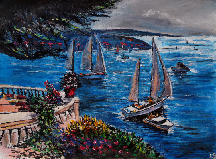 Terrasse baie bateaux
