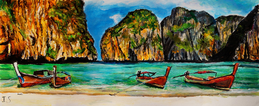 Barques plage Phi Phi Le Thaïlande