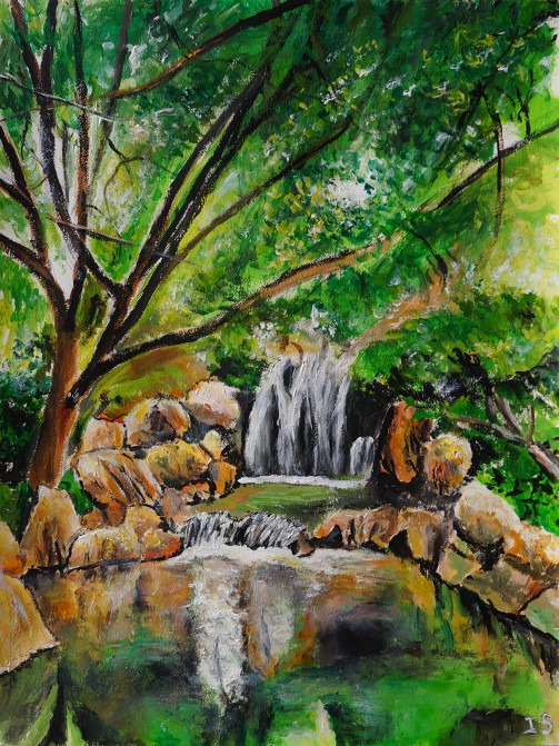 Cascade forêt printemps