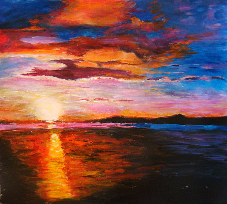 Coucher orange et rose mer