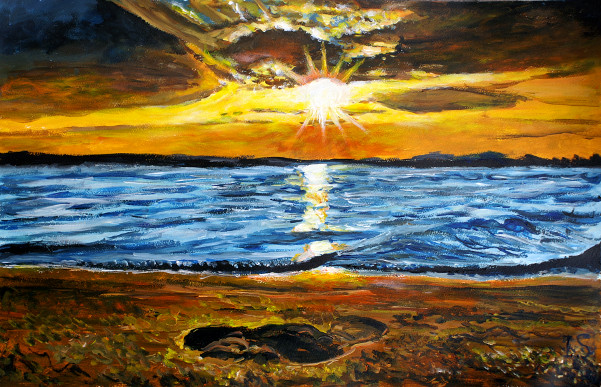Coucher ambré plage alisés