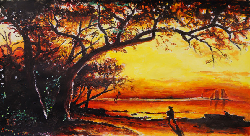 Coucher soleil pirate arbre