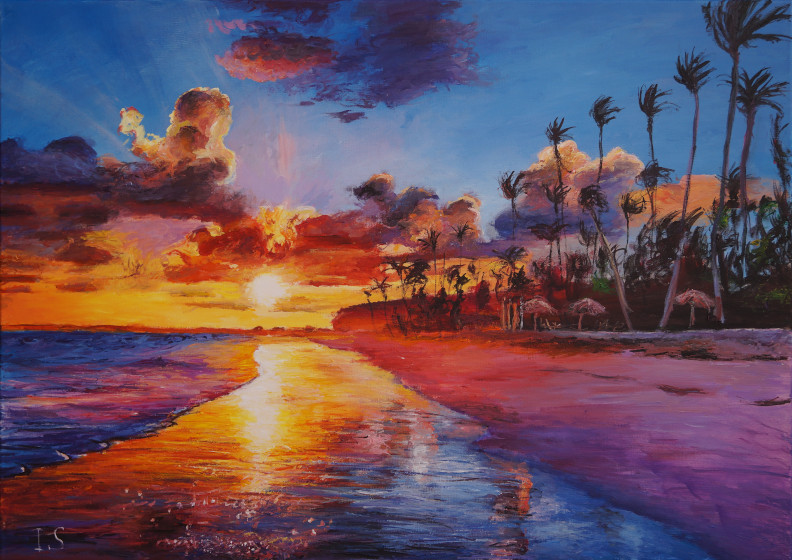 Nouvelle version coucher soleil multicolore plage Philippines