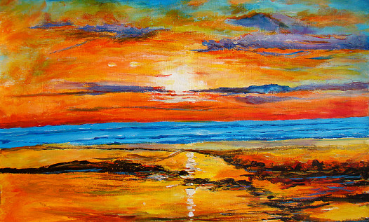 Plage sous coucher multicolore
