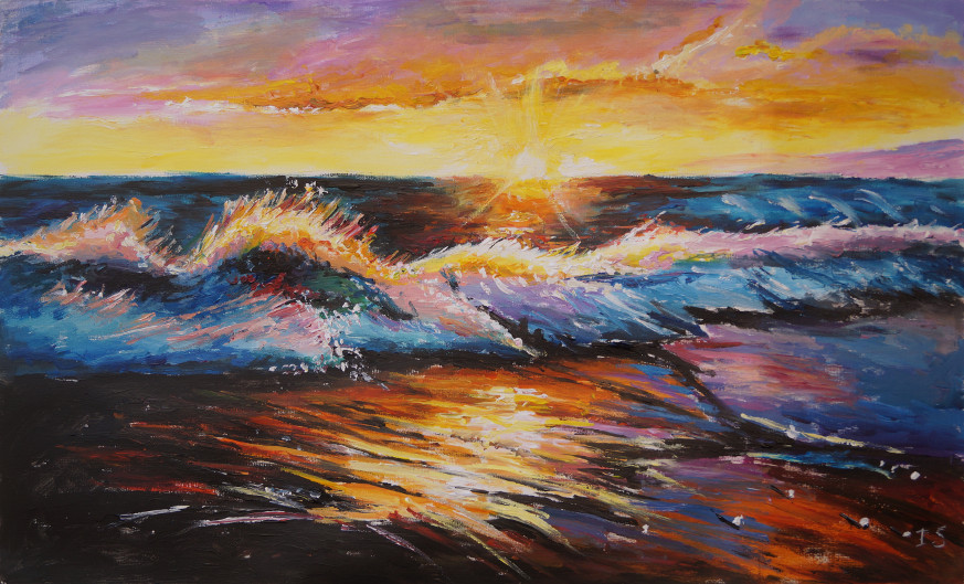 Vague coucher soleil multicolore