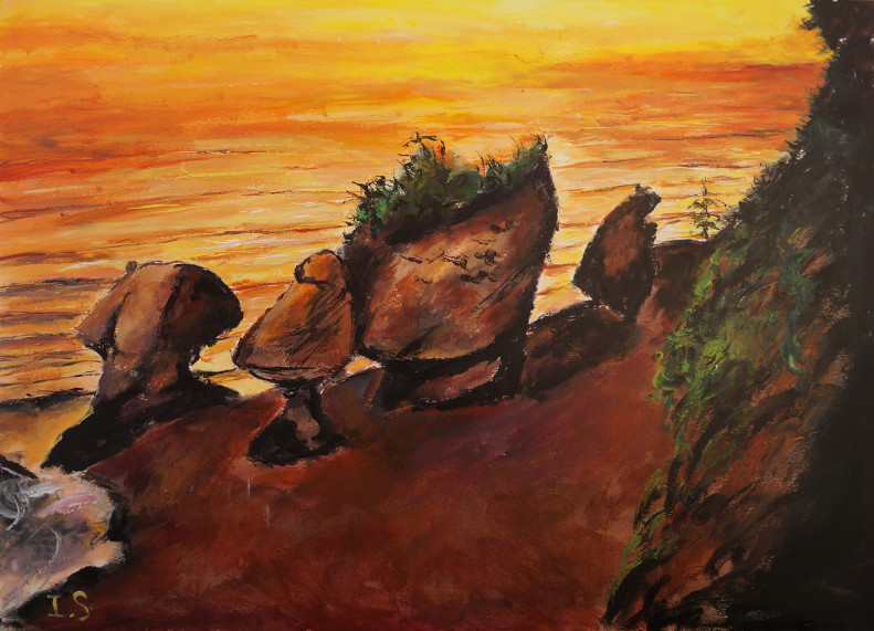 Coucher soleil baie Fundy Canada