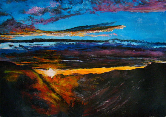 Coucher multicolore montagne