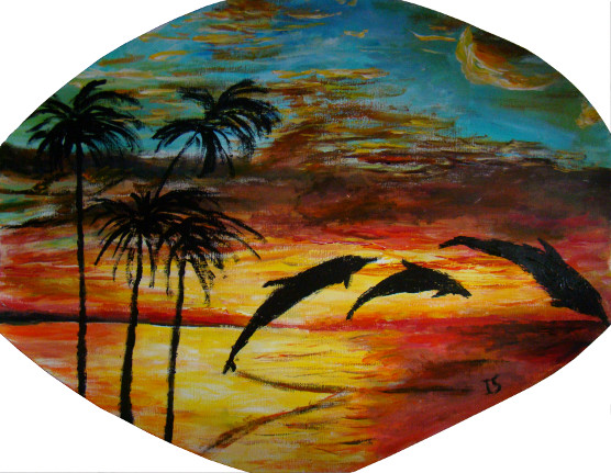 Dauphins soleil couchant