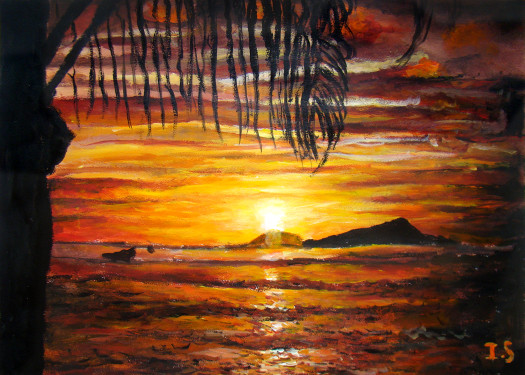 Coucher carmin ombres chinoises