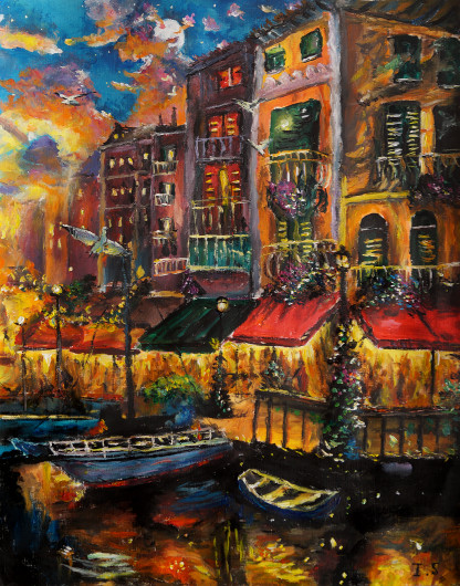 Coucher soleil Venise fête