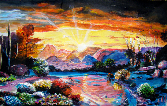 Coucher multicolore collines Mexique
