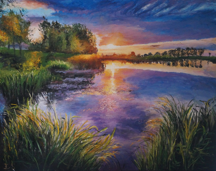 Coucher soleil bord rivière