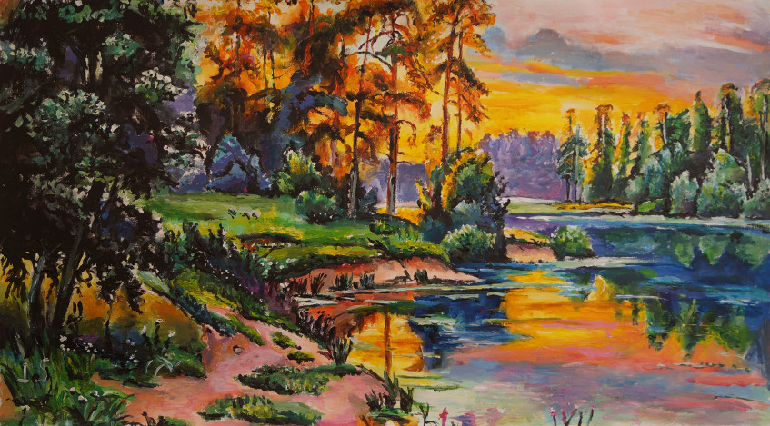 Coucher soleil multicolore rivière
