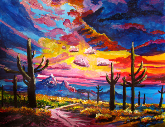 Coucher flamboyant cactus
