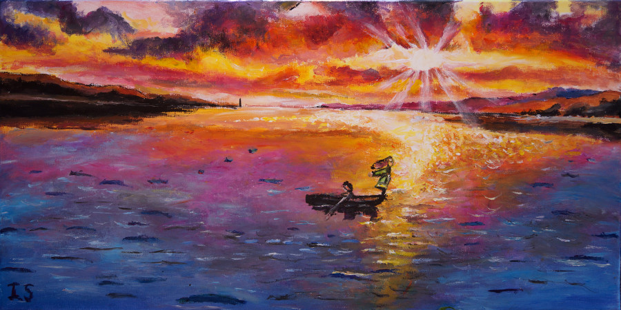 Coucher soleil marais Marnie studios Ghibli