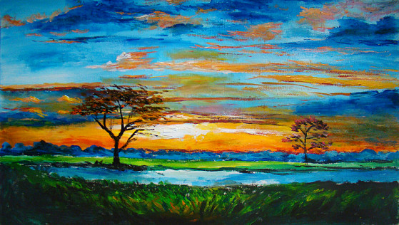 Crépuscule rivière