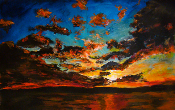 Coucher rougoyant nuages