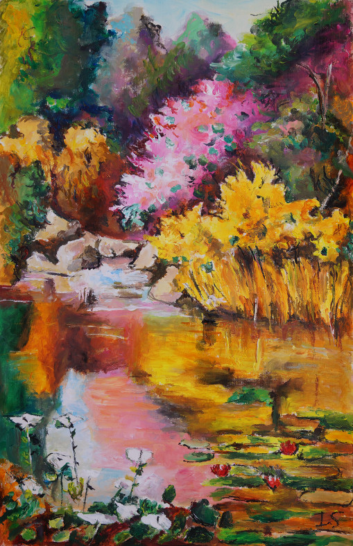 Bassin fleuri été