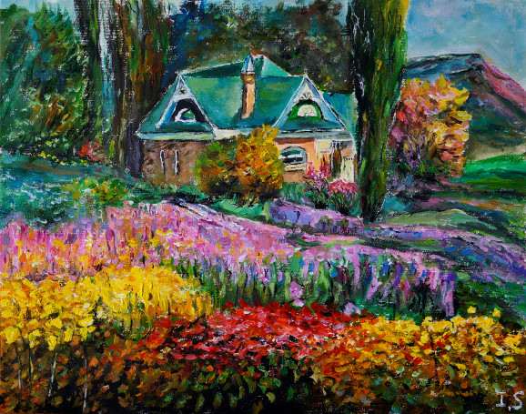 Petite maison champ fleuri