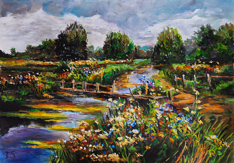 Pont bois marais été