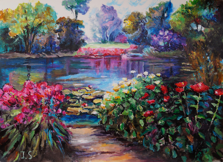 Bassin fleuri parc